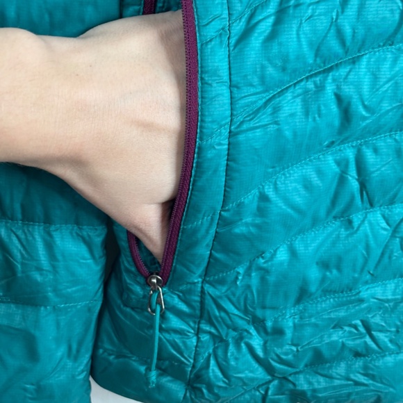 VTG North Face Tonnerro Down Puffer Jacket M/L Hood Fanfare Green Teal Packable - Picture 3 of 14